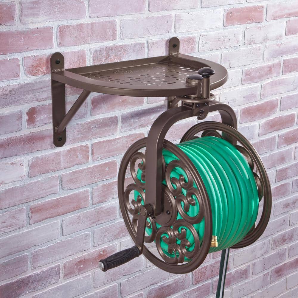 125 ft. Bronze Steel Rotating Wall Mounted Garden Hose Reel - Hercitys
