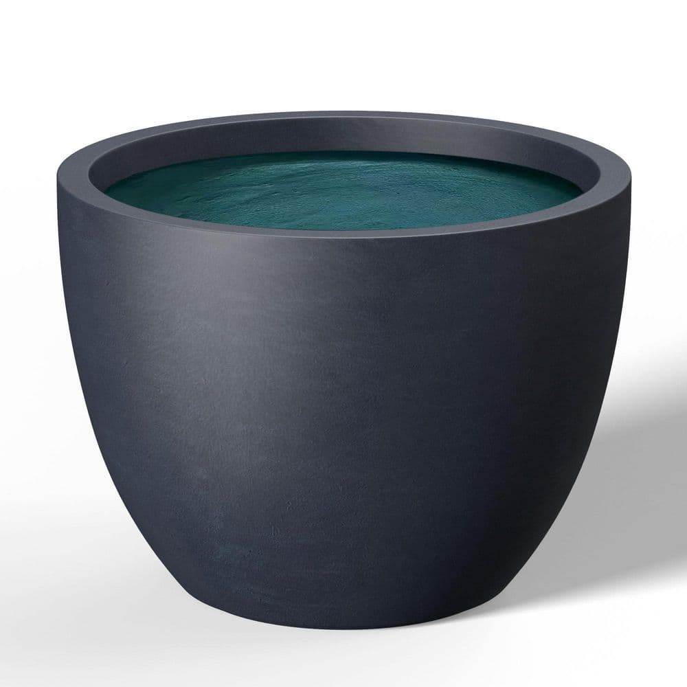 17.5 in. Large Granite Gray(Premium Inner) Concrete Round Planter/Pot with Drainage Holes - Hercitys