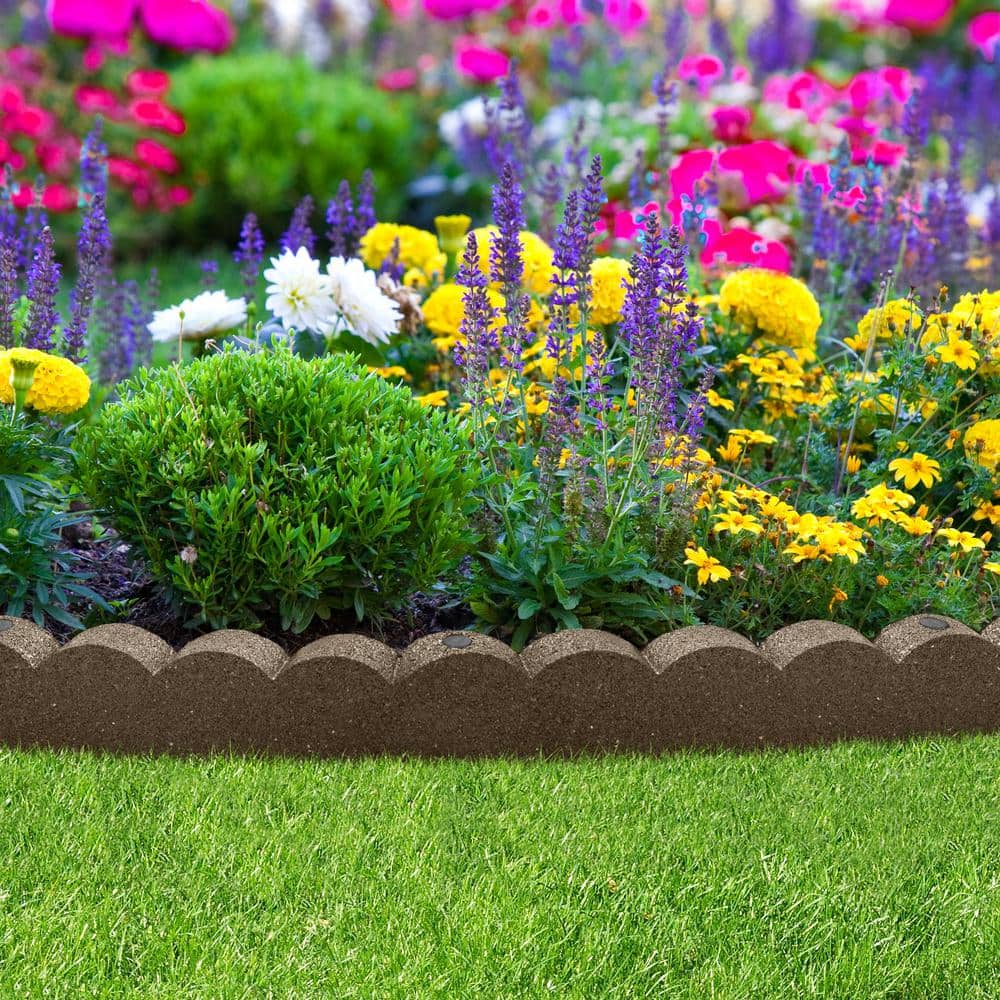 47 in. x 2 in. x 4 in. Brown Scalloped Rubber Garden Edging - Hercitys