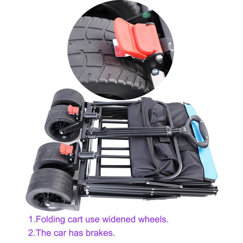 14 cu. ft. Black Steel Extra Long Large Capacity Folding Garden Cart - Hercitys