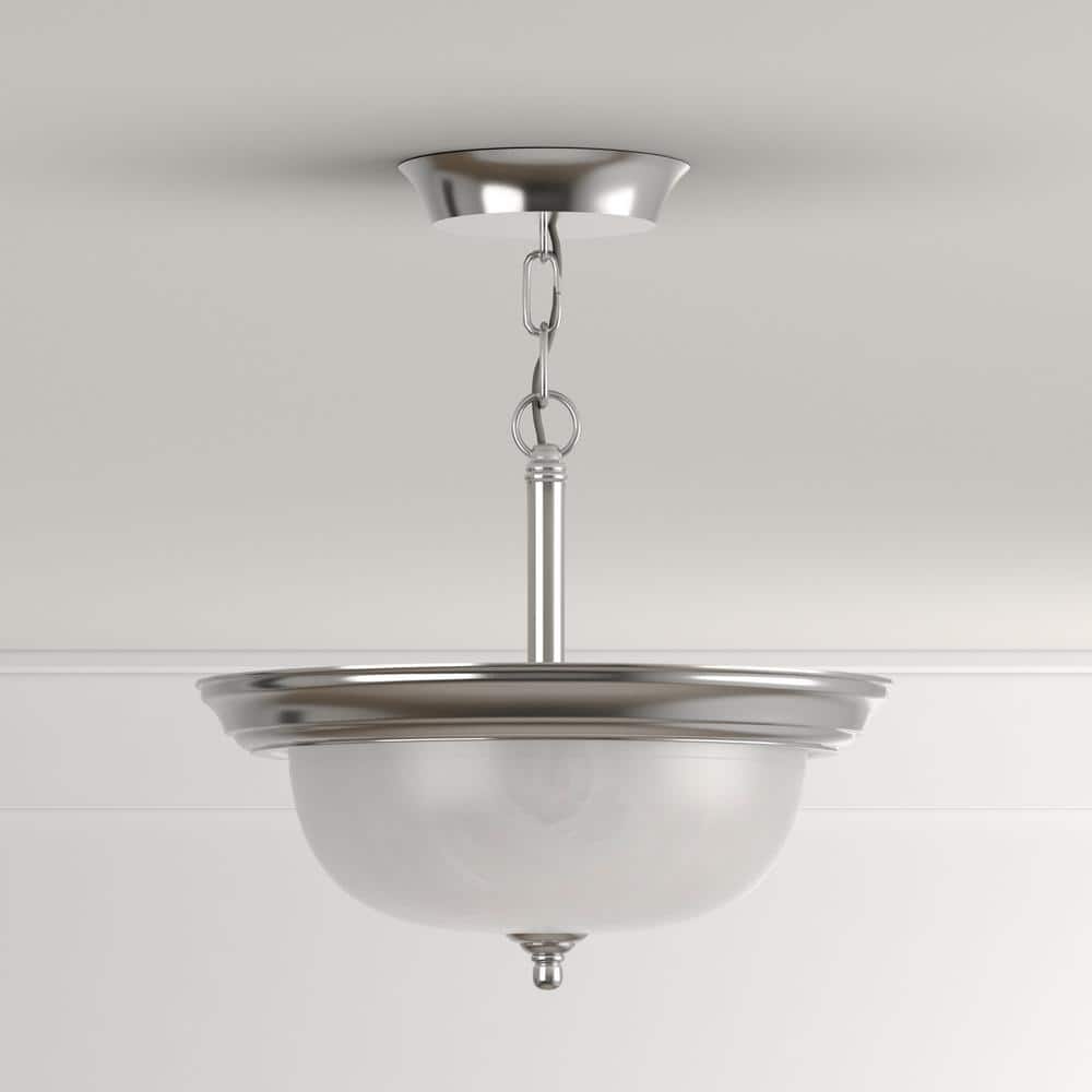2-Light Brushed Nickel Semi-Flush Mount - Hercitys