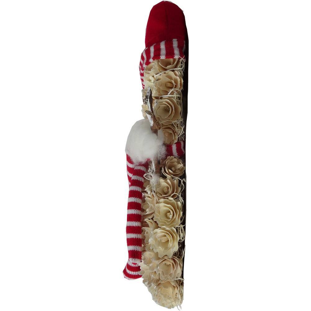 25 in. Artificial Christmas Snowman Wreath with Red Hat and Striped Scarf - Hercitys