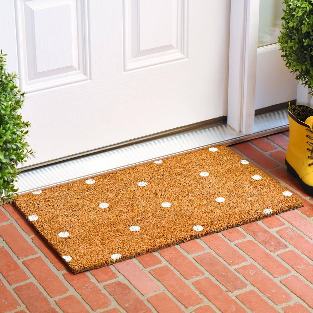 17 in. x 29 in. White Polka- Dots Doormat - Hercitys