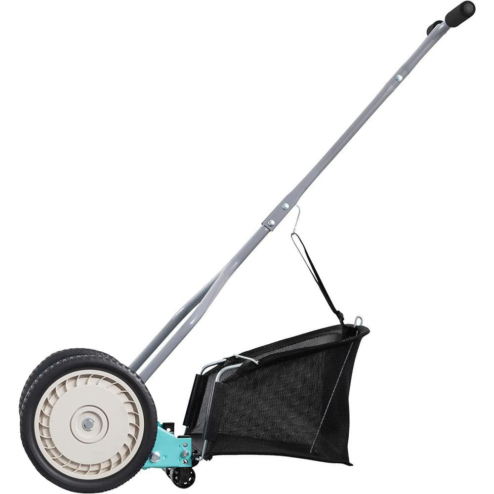 14 in. Manual Walk Behind Push Reel Lawn Mower Grass Catcher Included - Hercitys