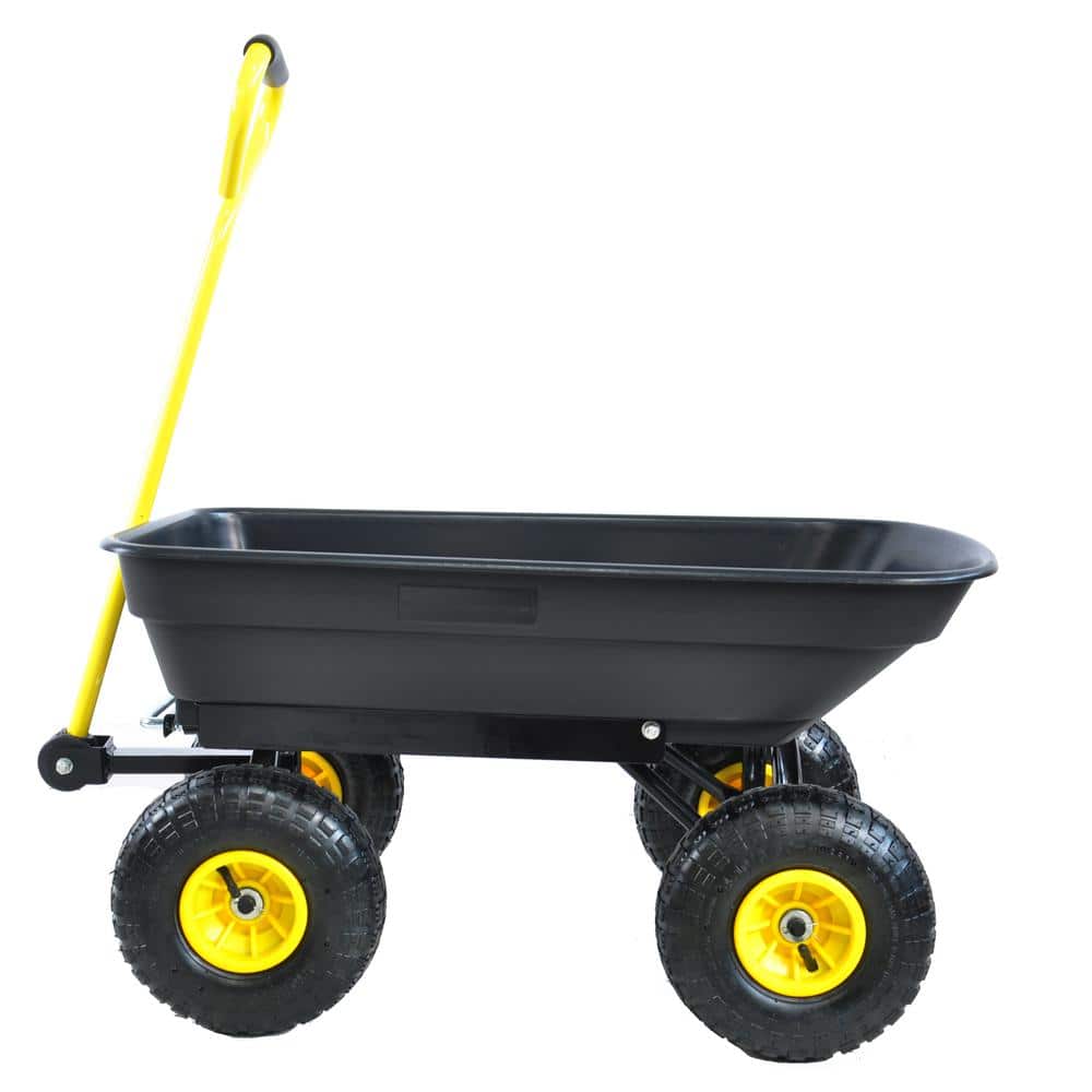2 cu. ft. Folding Metal Garden Cart in Black with Pneumatic Tire - Hercitys