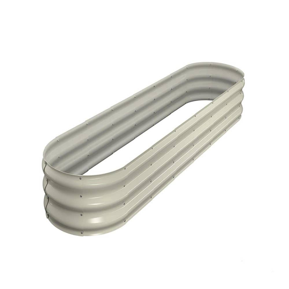 47.2 in. x 23.6 in. x 23.6 in. Outdoor Oval Galvanized Raised Garden Bed in Beige - Hercitys