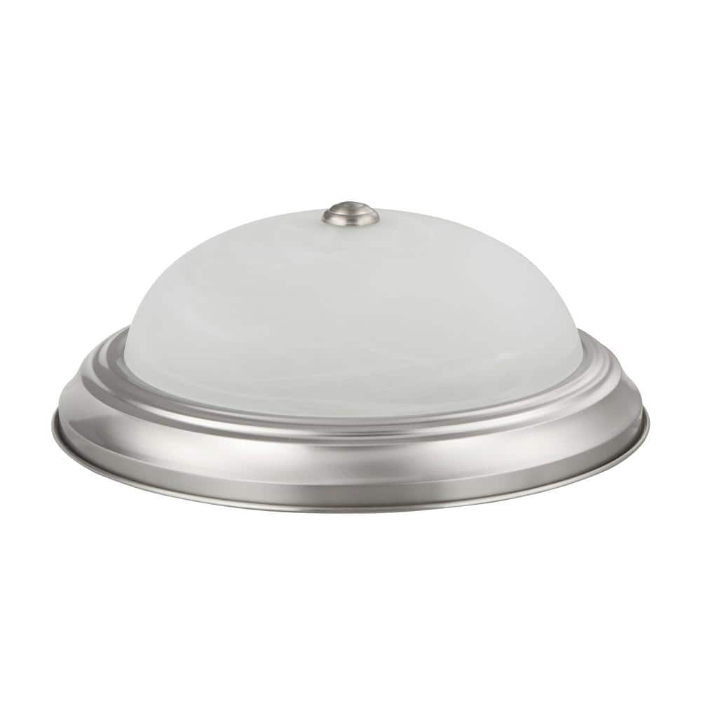15 in. 3-Light Brushed Nickel Flush Mount with White Alabaster Glass - Hercitys
