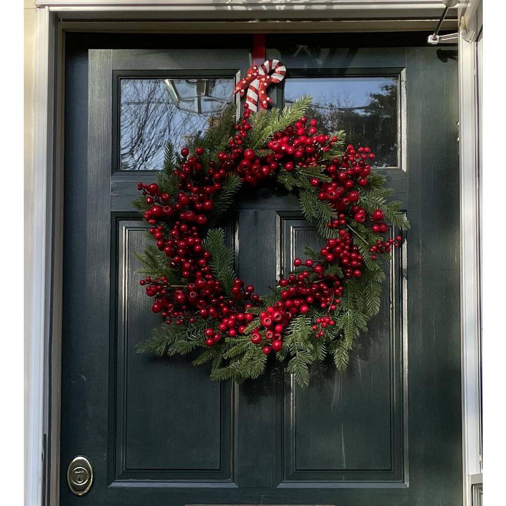 14 in. Metal Candy Cane Wreath Hanger - Hercitys