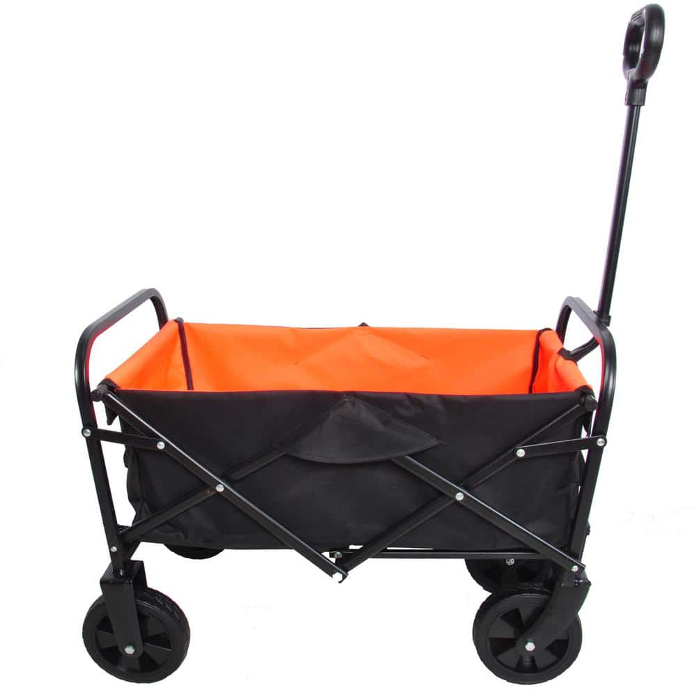 3 cu. ft. Fabric Garden Cart Folding Garden Cart in Black and Orange - Hercitys