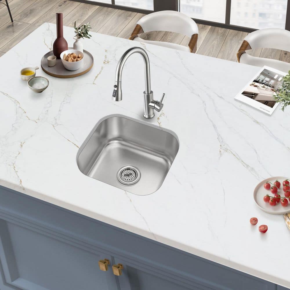 18-Gauge Stainless Steel 18 in. Undermount Single Bowl Bar Sink - Hercitys