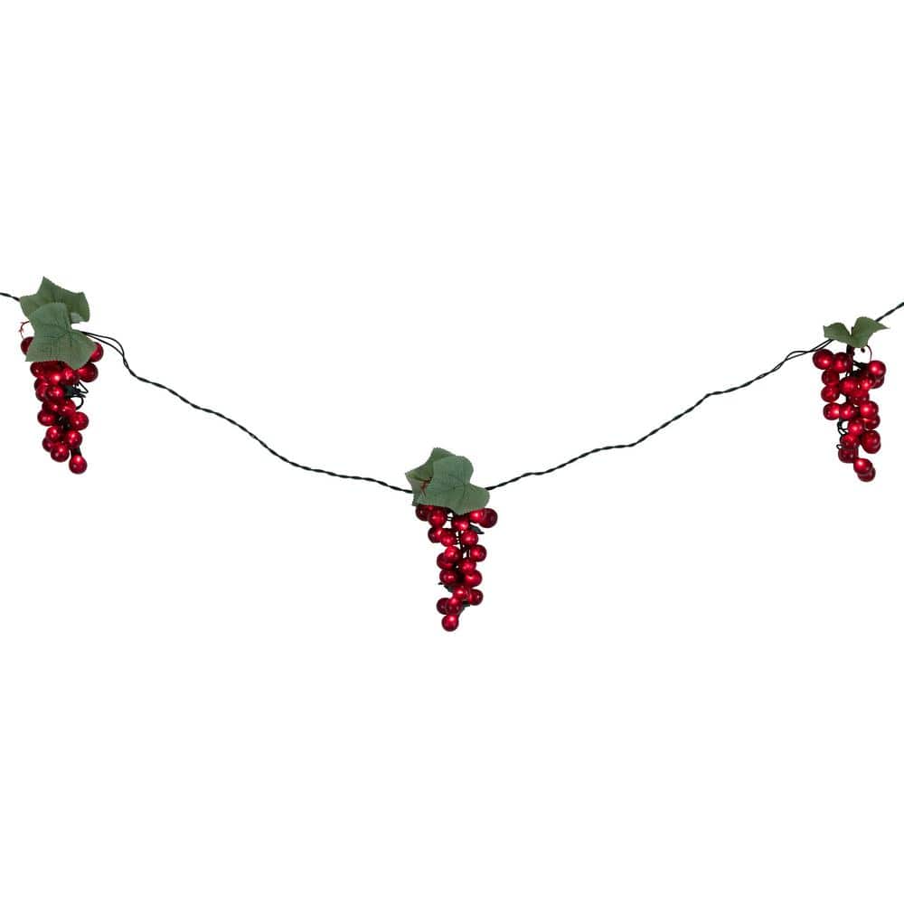 5-Light Clear Incandescent Tuscan Winery Red Grape Summer Garden Patio Christmas Light Set - Hercitys