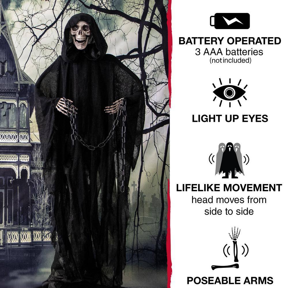 5.5 ft. Animatronic Grim Reaper Halloween Prop - Hercitys
