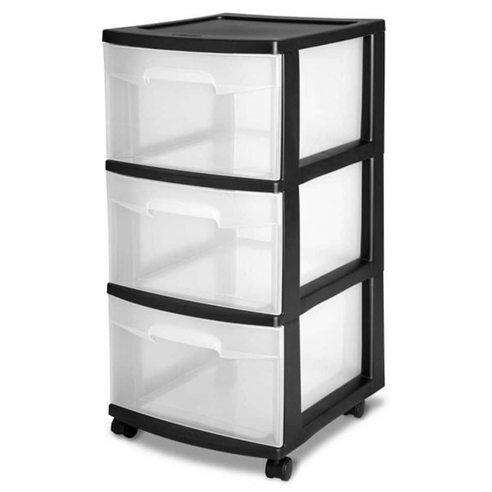 3-Drawer Storage Cart, Clear with Black Frame (2-Pack) - Hercitys