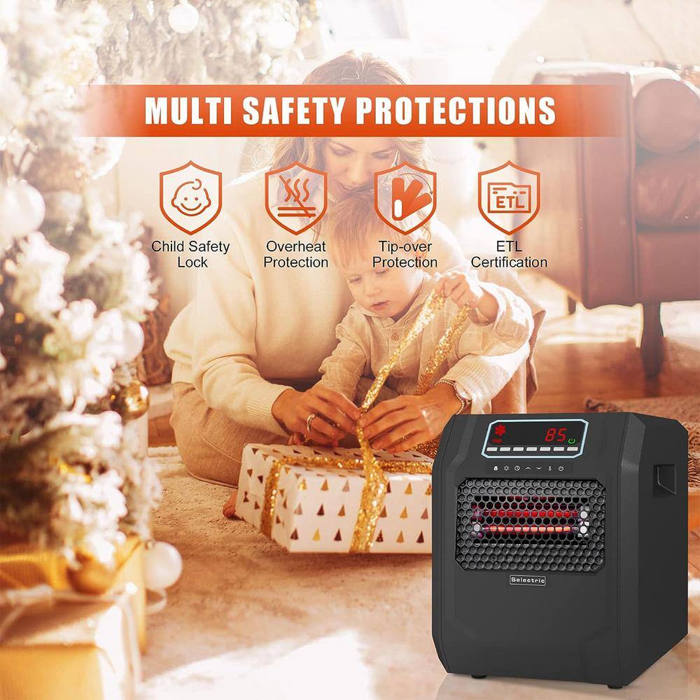 1500-Watt 15.16 in. Black Electric Ceramic Space Heater with 3-Heat Settings, Radiant (2-Pack) - Hercitys