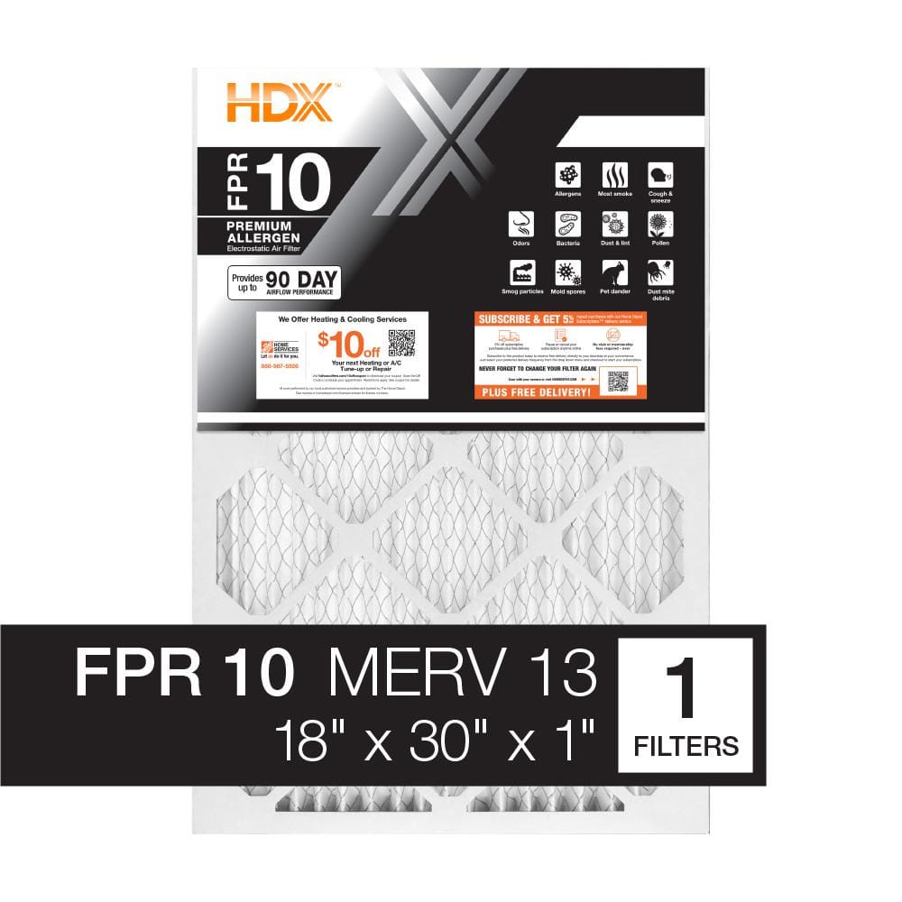 18 in. x 30 in. x 1 in. Premium Pleated Air Filter FPR 10, MERV 13 - Hercitys