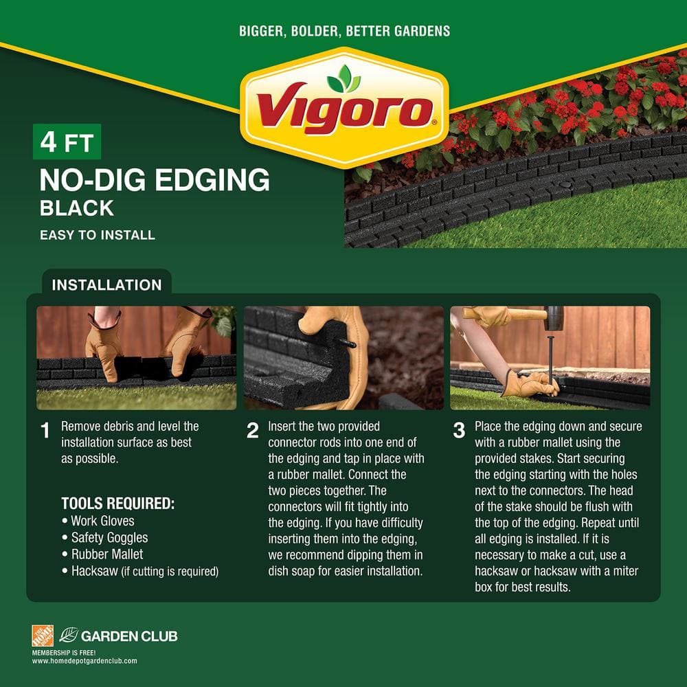 48 in. x 3 in. x 3 in. Black Brickface Rubber Landscape Edging - Hercitys
