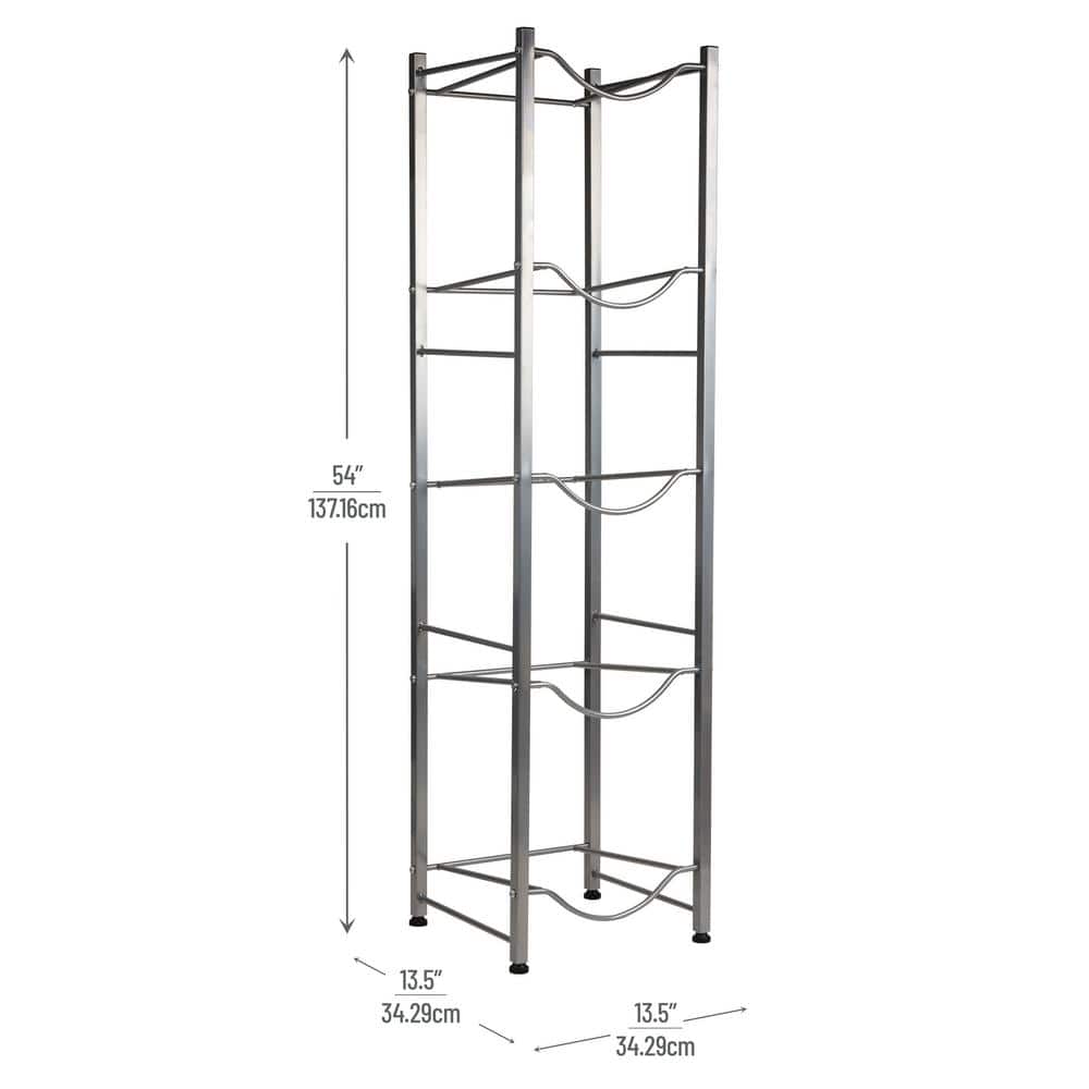 13.5 in. L x 13.5 in. W x 54 in. H 5 Gallon Water Jug Stand, Water Bottle Holder, Water Cooler Stand, Silver - Hercitys