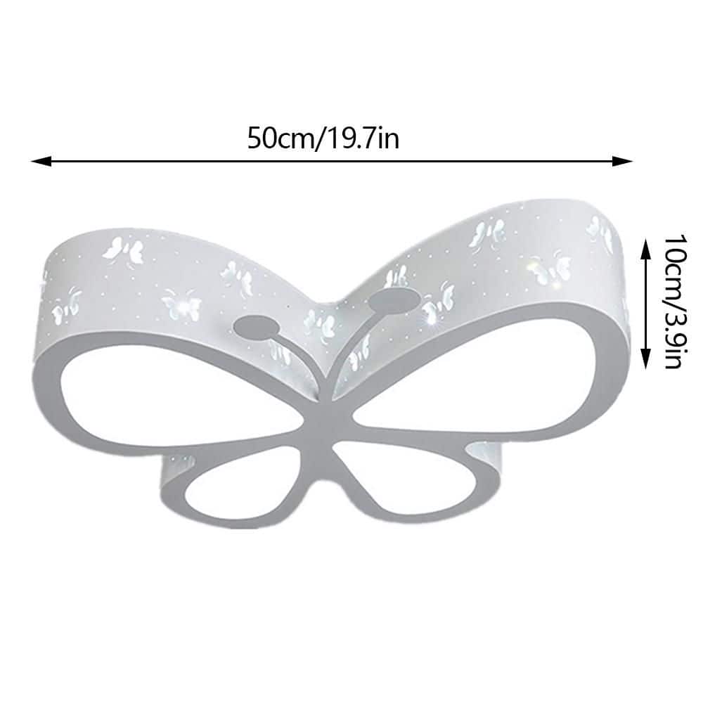 19.7 in. White Creative Butterfly Shape Flush Mount Ceiling Light with Acrylic Shade and Integrated LED Light Included - Hercitys