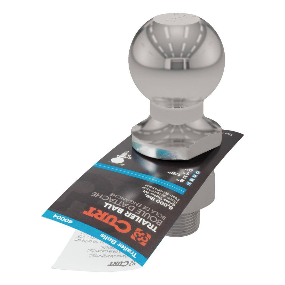 2″ Trailer Hitch Tow Ball (1″ x 2-1/8″ Shank, 6,000 lbs., Stainless) - Hercitys