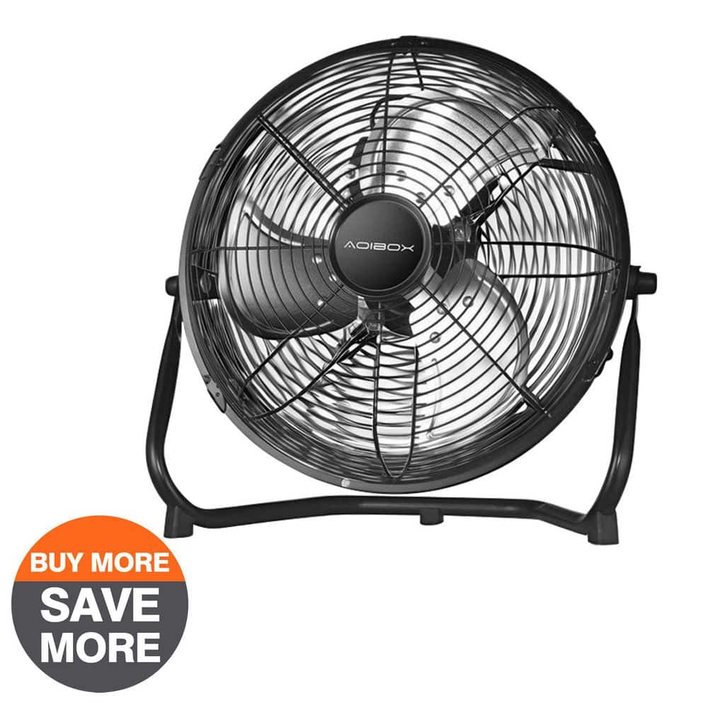 18 in. 3-Speed High-Velocity Industrial Heavy Duty Metal Floor Fan in Black with Tilting Head for Outdoor/Indoor Use - Hercitys