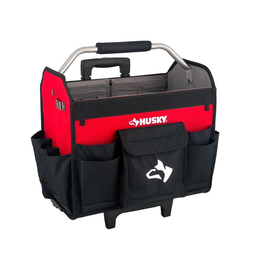 18 in. Rolling Open Tote Tool Bag with Extended Handle - Hercitys