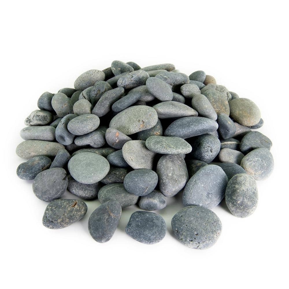 0.25 cu. ft. 2 in. to 3 in. Black Mexican Beach Pebble Smooth Round Rock for Gardens, Landscapes and Ponds - Hercitys