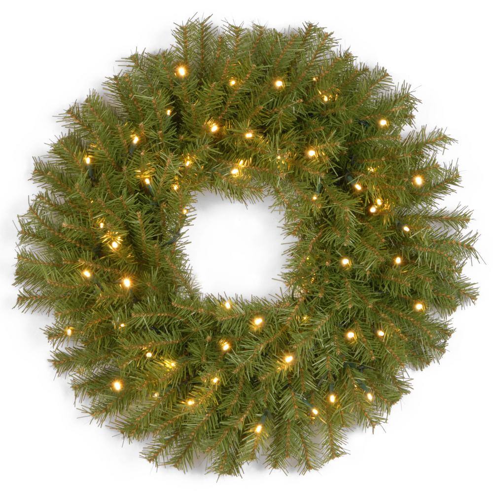 24 in. Norwood Fir LED Artificial Christmas Wreath with Twinkly Lights - Hercitys
