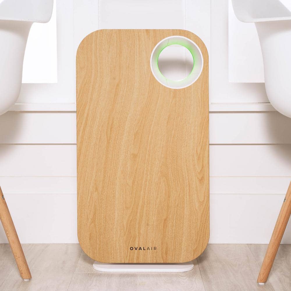 3-Stage 5-in-1 Air Purifier for Rooms Upto 600 sq. ft. Reduces Allergies, Asthma, Pets, Odor, Smoke, Light Wood - Hercitys