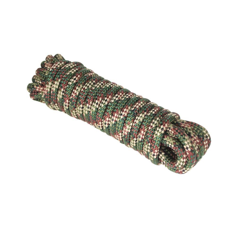 16-Strand Diamond Braid Utility Rope – 5/8 in. x 25 ft., Camo - Hercitys