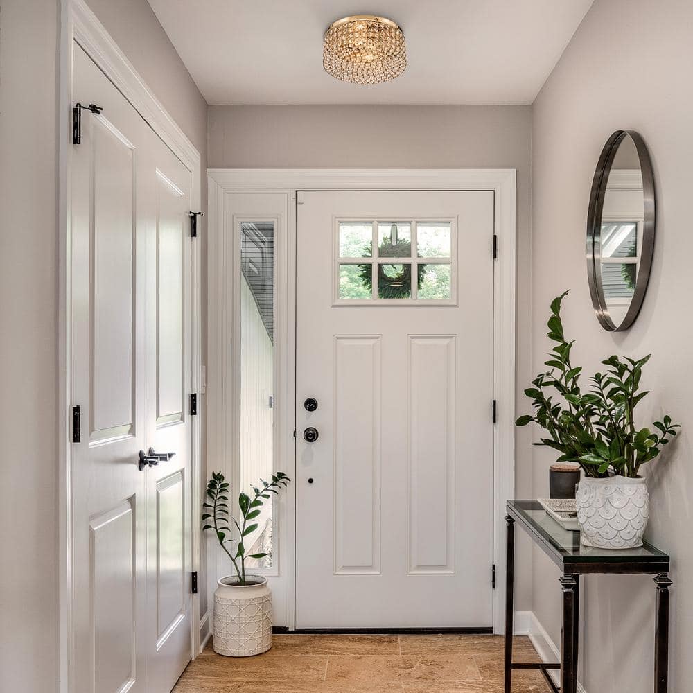 12 in. 2-Light Gold Crystal Flush Mount - Hercitys