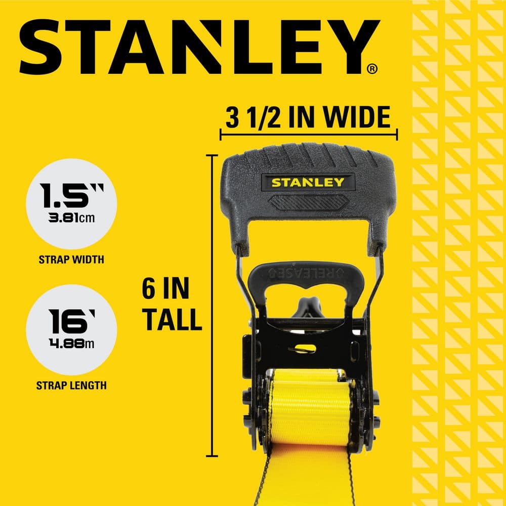 16 ft. x 1.5 in. Heavy-Duty Ratchet Strap Kit/3300 lbs. Break Strength (4-Pack) - Hercitys