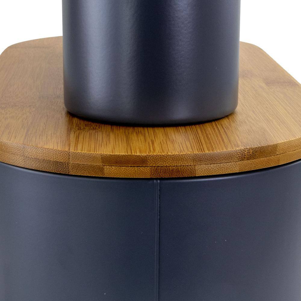 4-Piece Metal Canister Set and Bread Box with Bamboo Cutting Board Lid in Gray - Hercitys