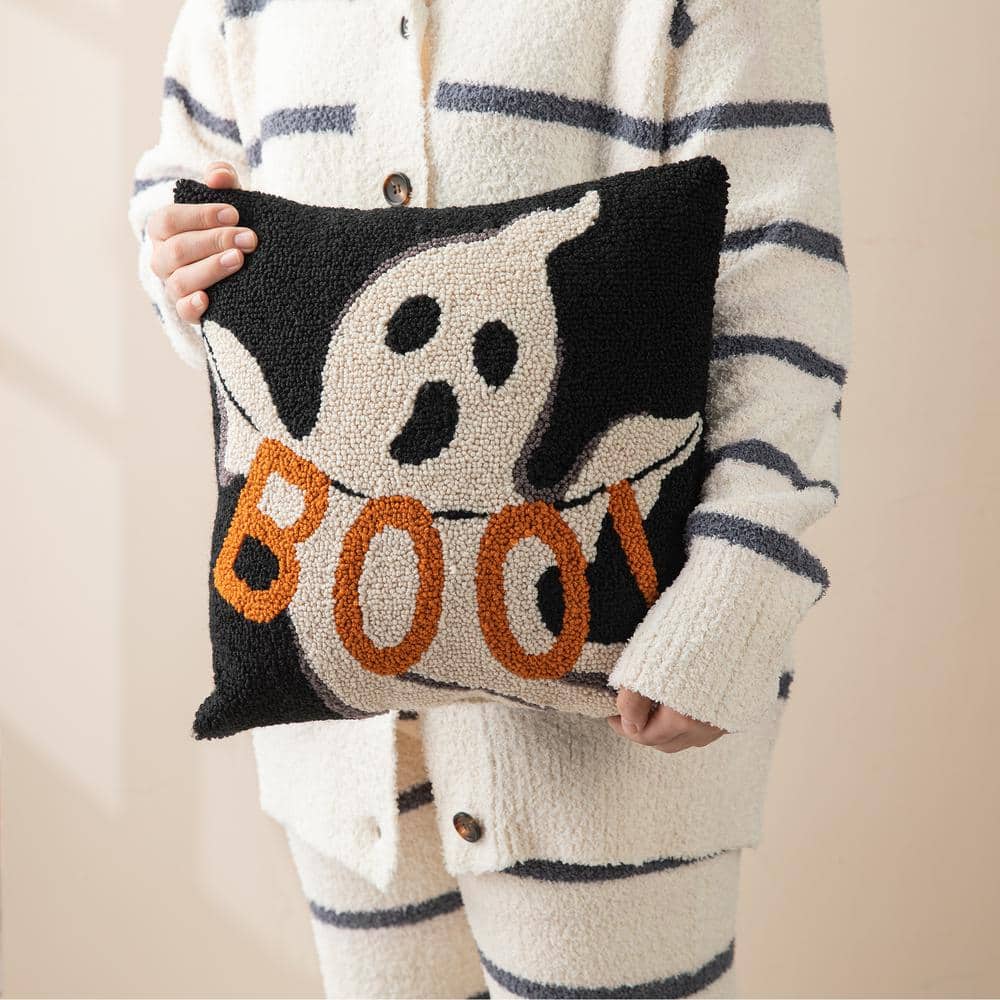 14 in. H Hooked Halloween Ghost “BOO” Pillow - Hercitys