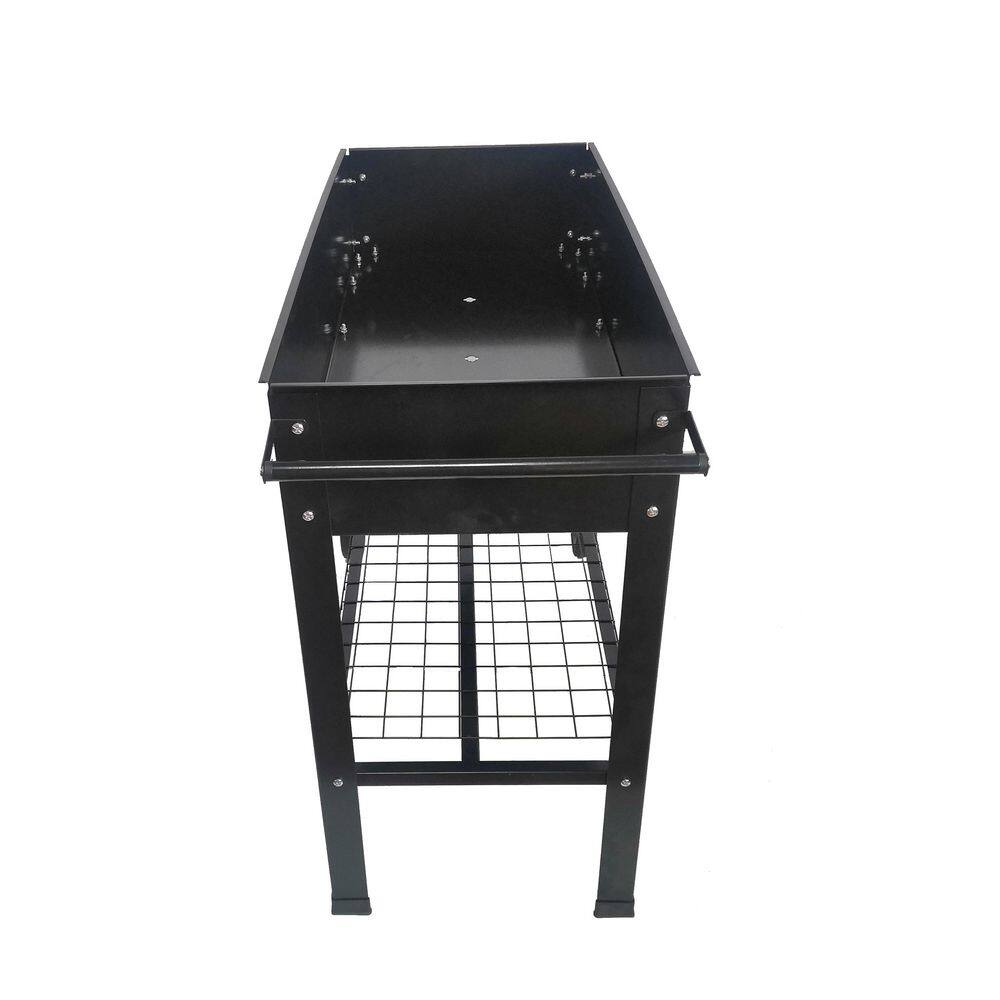 36.2 in.W x 16.7 in.D x 31.9 in.H Black Metal Raised Garden Bed with Legs and Wheels - Hercitys
