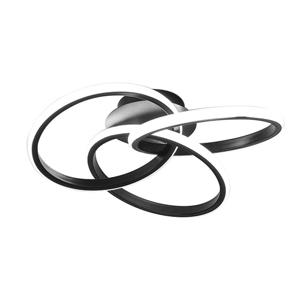 20.5 in. 1-Light Black Selectable LED Flush Mount Ceiling Light Modern Creative Design Ring with Remote Control - Hercitys