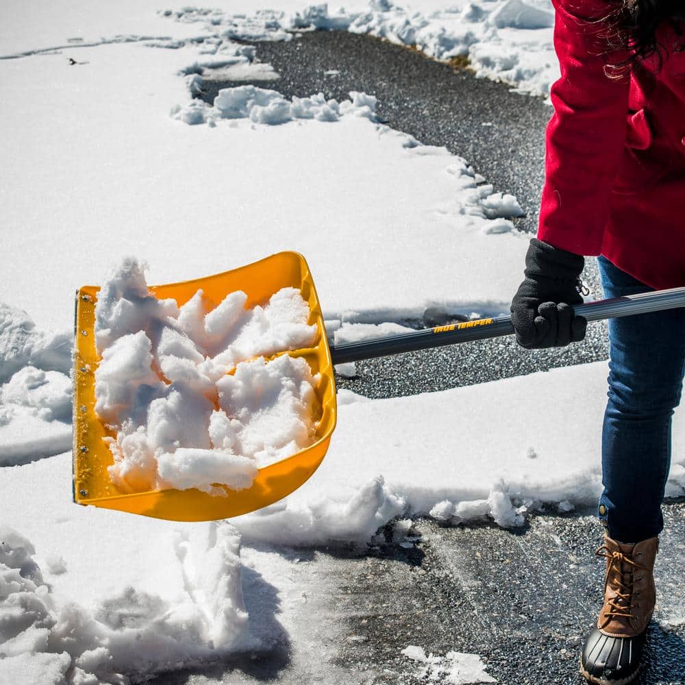 38 in. Steel Handle and Plastic Blade Versa Grip Combo Snow Shovel and Pusher with Steel Strips - Hercitys