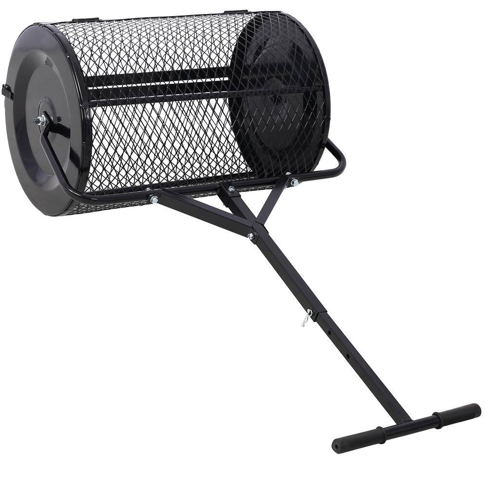 24 in. Heavy-Duty Compost Spreader Metal Mesh, Lawn and Garden Care Manure Spreaders Roller - Hercitys