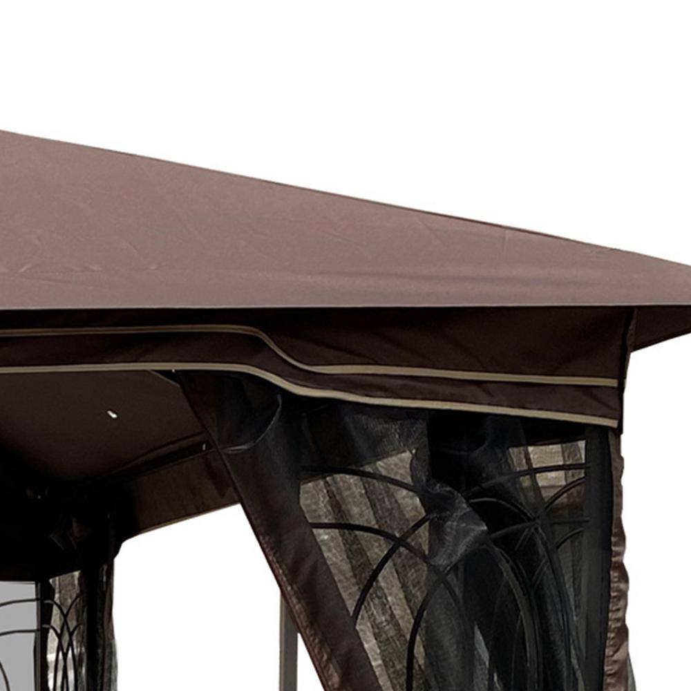 10 ft. x 10 ft. Brown Patio Double Roof Gazebo Replacement Canopy Top Only - Hercitys