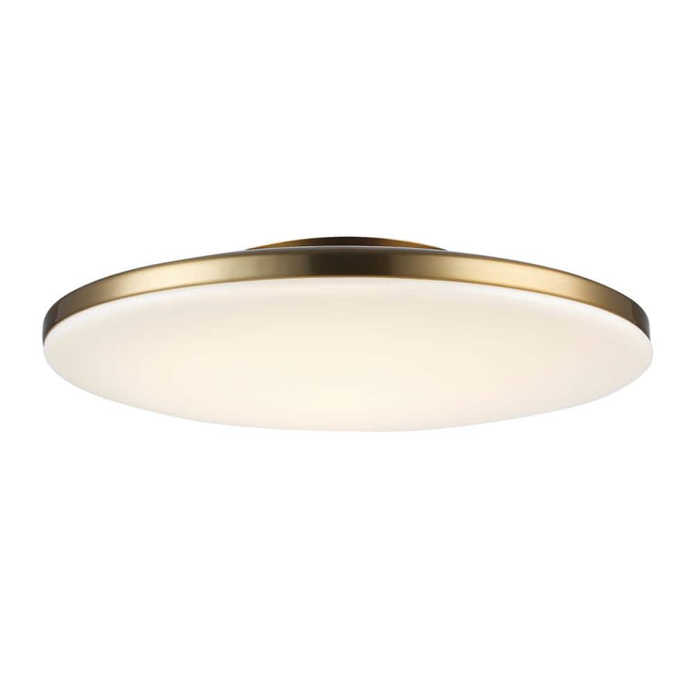 13 in. Brass Integrated LED Semi-Flush Mount Ceiling Light with Acrylic Shade - Hercitys