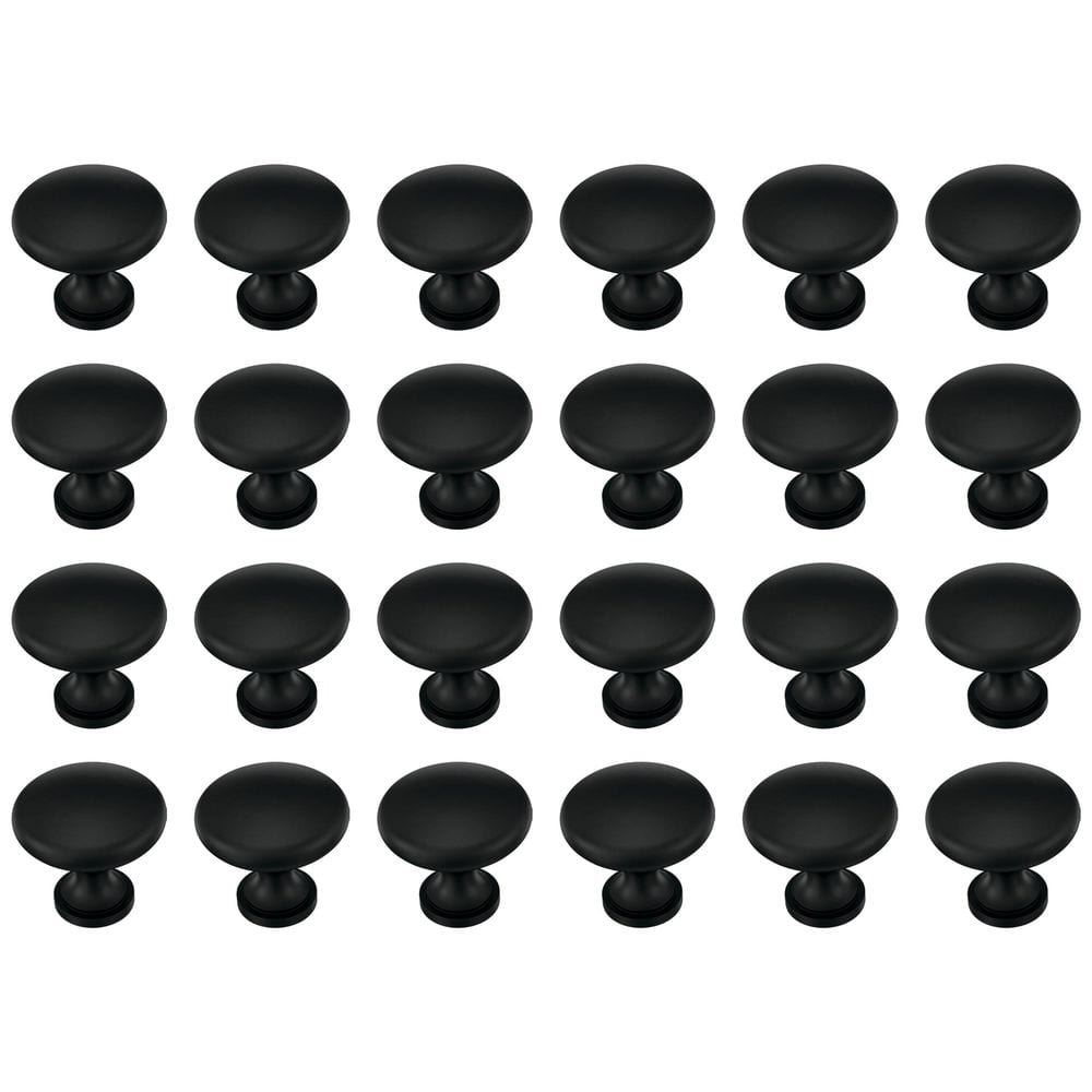 24-Pack Round 1-3/16 in. (30 mm) Classic Matte Black Round Cabinet Knobs - Hercitys