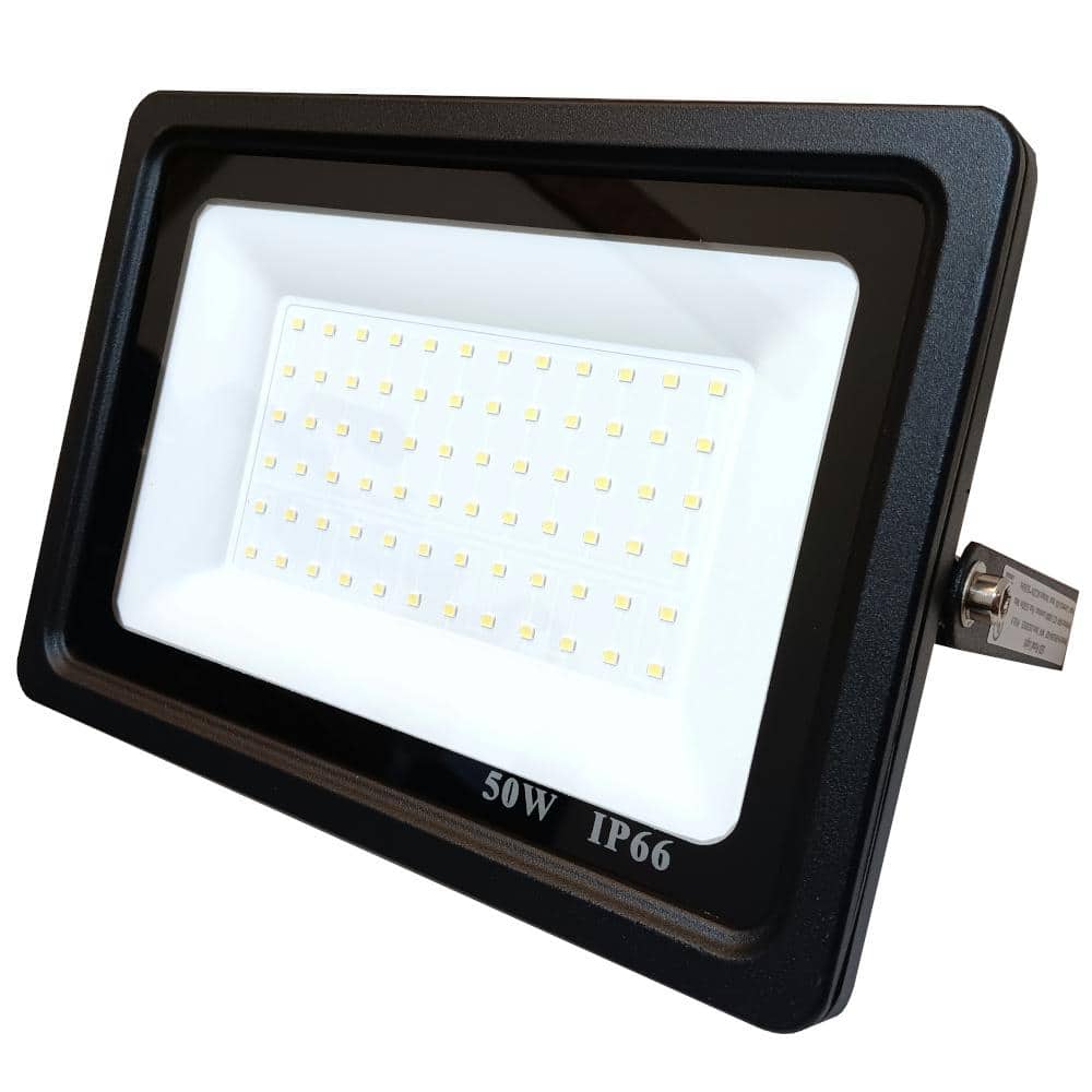 350-Watt Equivalent Integrated Black Outdoor LED Flood Light, 6000 Lumens, Security Light - Hercitys