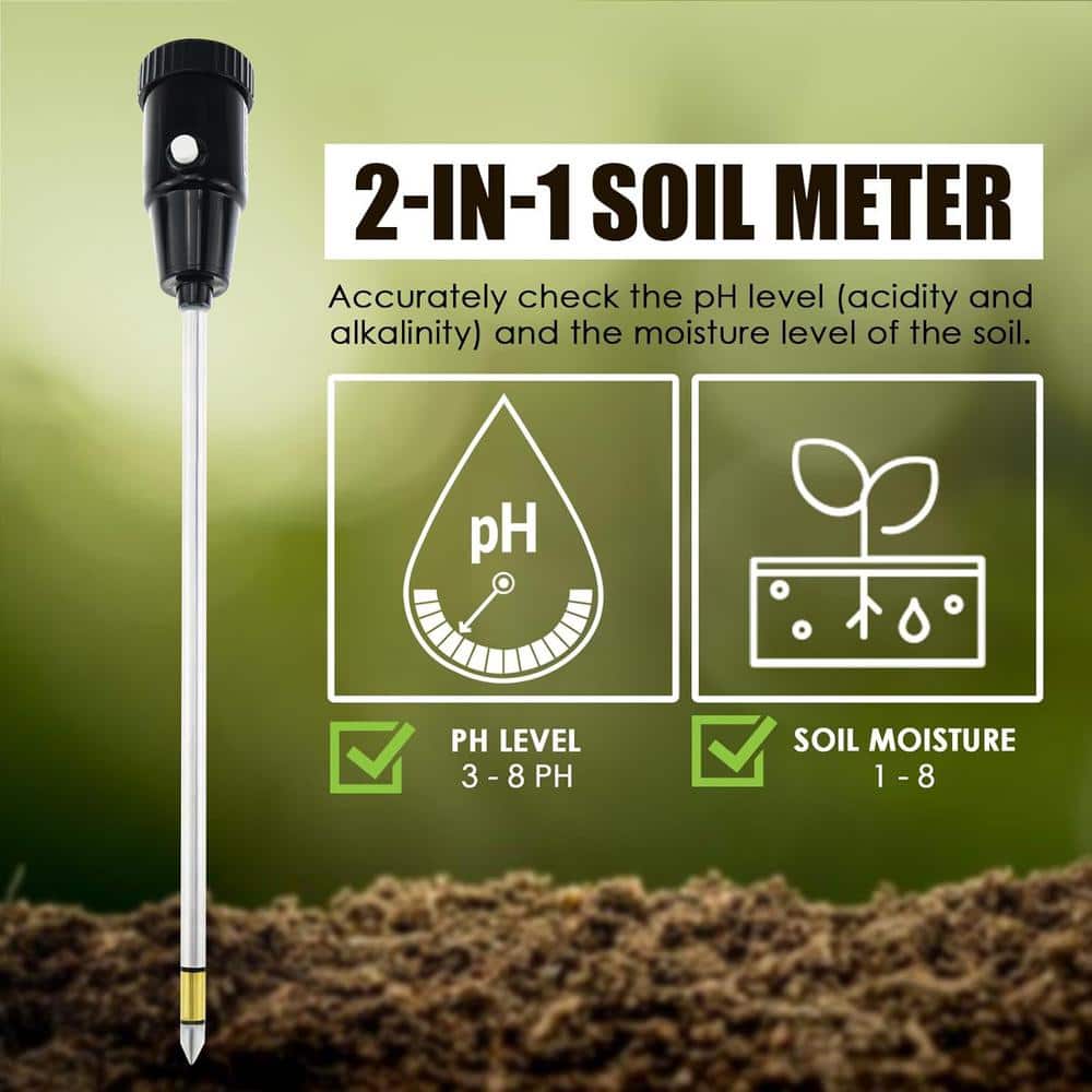 2-in-1 Digital Soil PH Tester Soil Moisture Sensor Meter Use 295 mm Long Electrode, Soil Test Kit Gardening Tool Kits - Hercitys