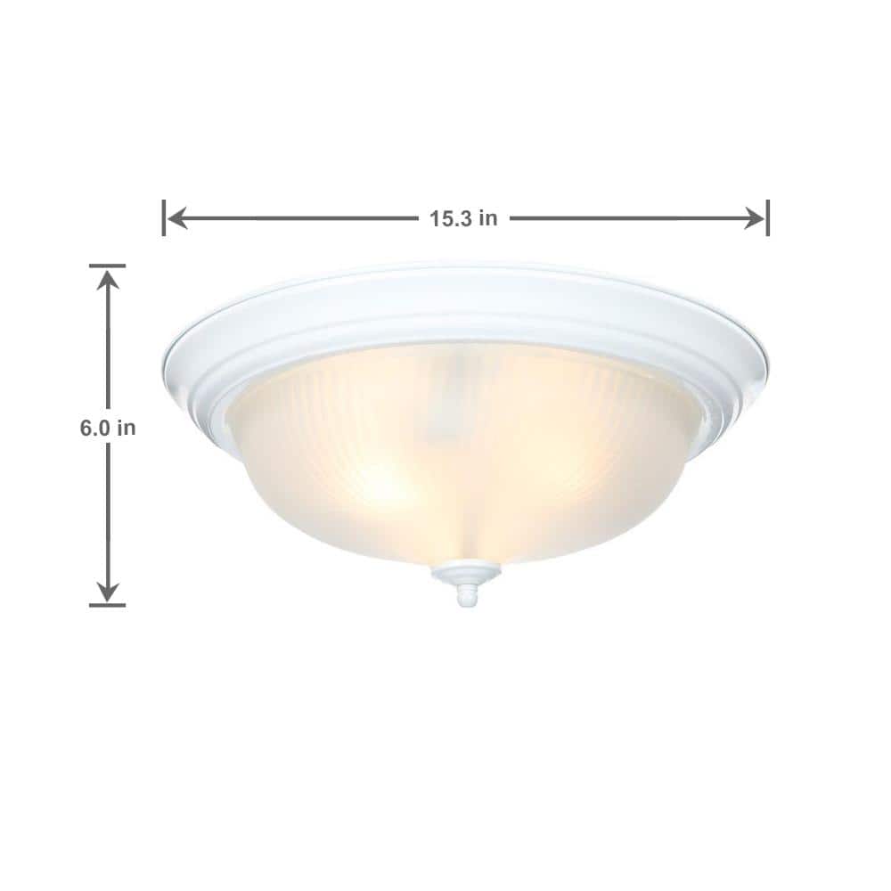 15 in. 3-Light White Dome Flush Mount with White Glass Shade - Hercitys