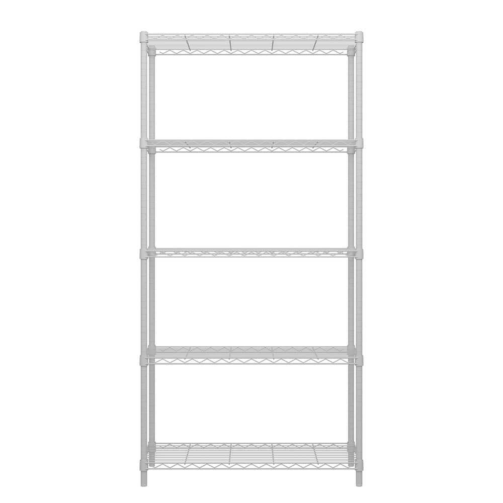 5-Tier Steel Wire Shelving Unit White Coating Finish - Hercitys