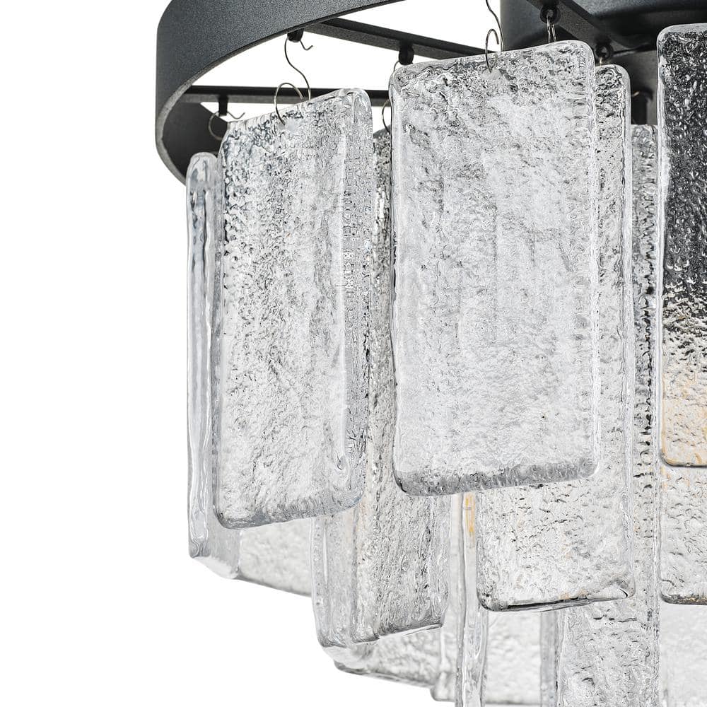 13 in. 3-Light Black Modern Flush Mount Close to Ceiling Light Fixture with Glass Shade - Hercitys