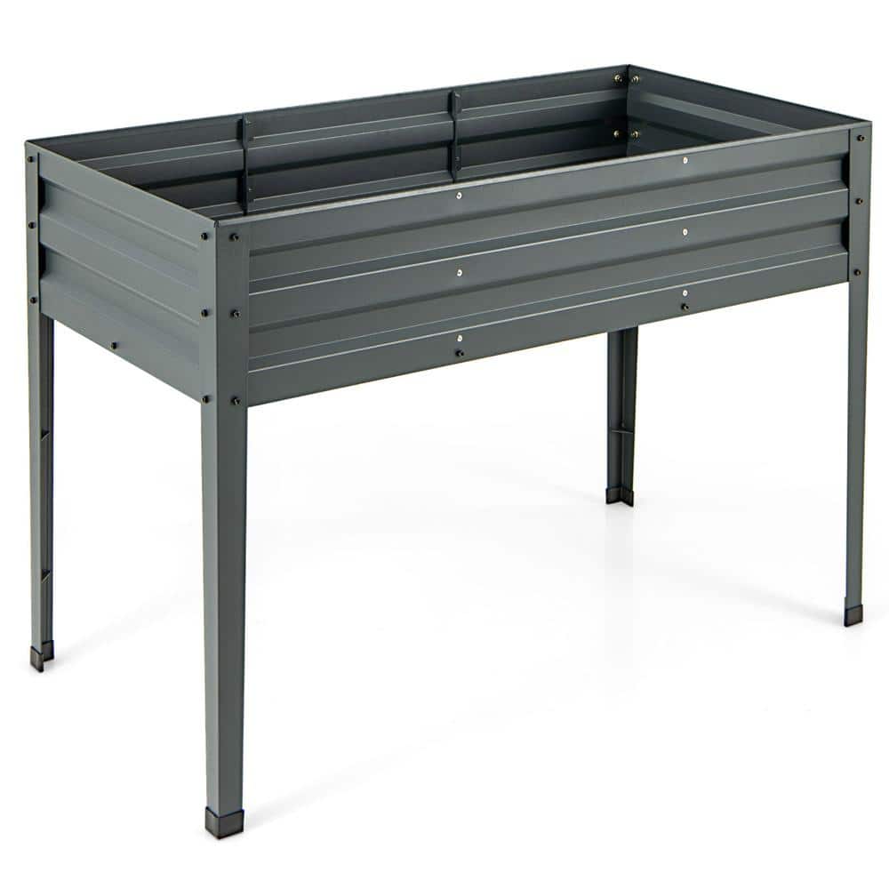 46 in. L x 24 in, W. x 32 in. H Freestanding Grey Steel Raised Garden Bed with Drainage Holes Garden Backyard and Patio - Hercitys