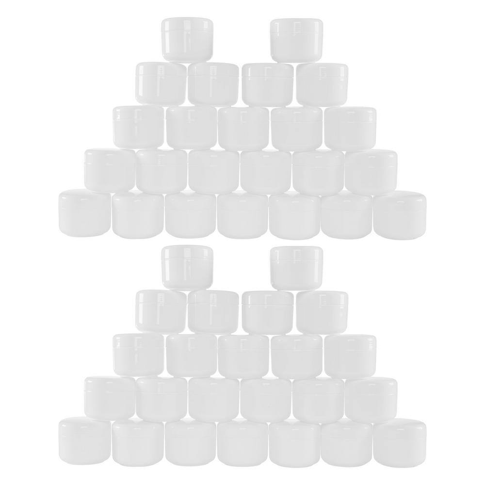 48-Pack 2 Oz White Plastic Containers with Inner and Outer Lid - Hercitys