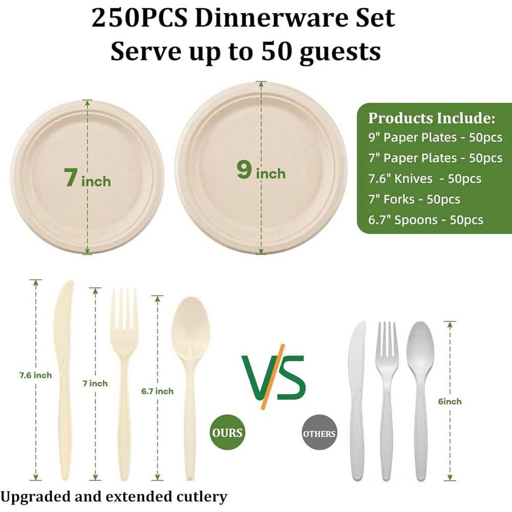 50 Pack 14 in. Biodegradable Crawfish Trays, Heavy Duty Compostable Serving Platters - Hercitys