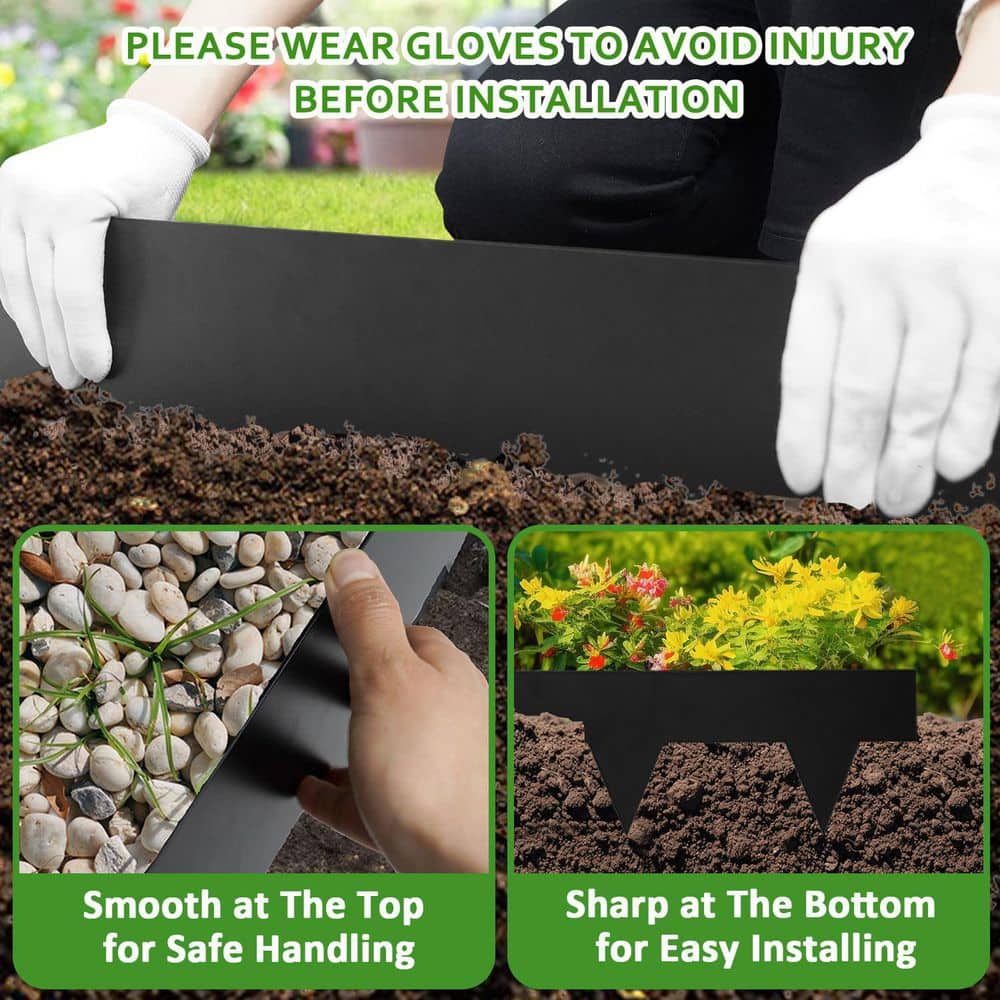 4.5 Inch Metal Landscape Edging with 11 Stakes, 40 in. Steel Edging Pack of 10 (33-Feet) - Hercitys