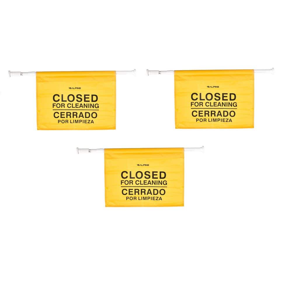 18 in. Safety Wet Floor Hanging Sign with Multi-Lingual Closed for Cleaning Imprint (3-Pack) - Hercitys